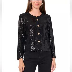 Vince Camuto NWT Women's Sequined Collarless Cropped Jacket Size Small
